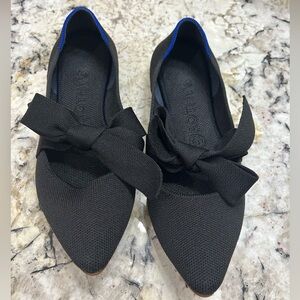 Rothy’s Mary Jane Pointed Toe Bow Flats Black